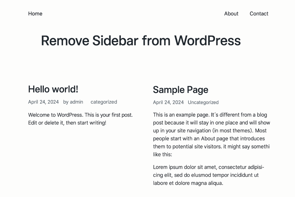 Remove Sidebar from WordPress