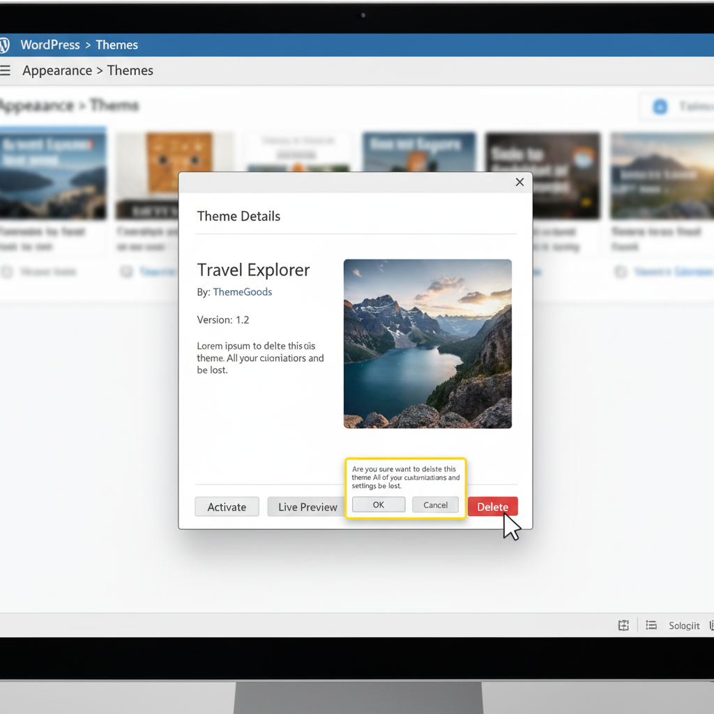 uninstall theme wordpress