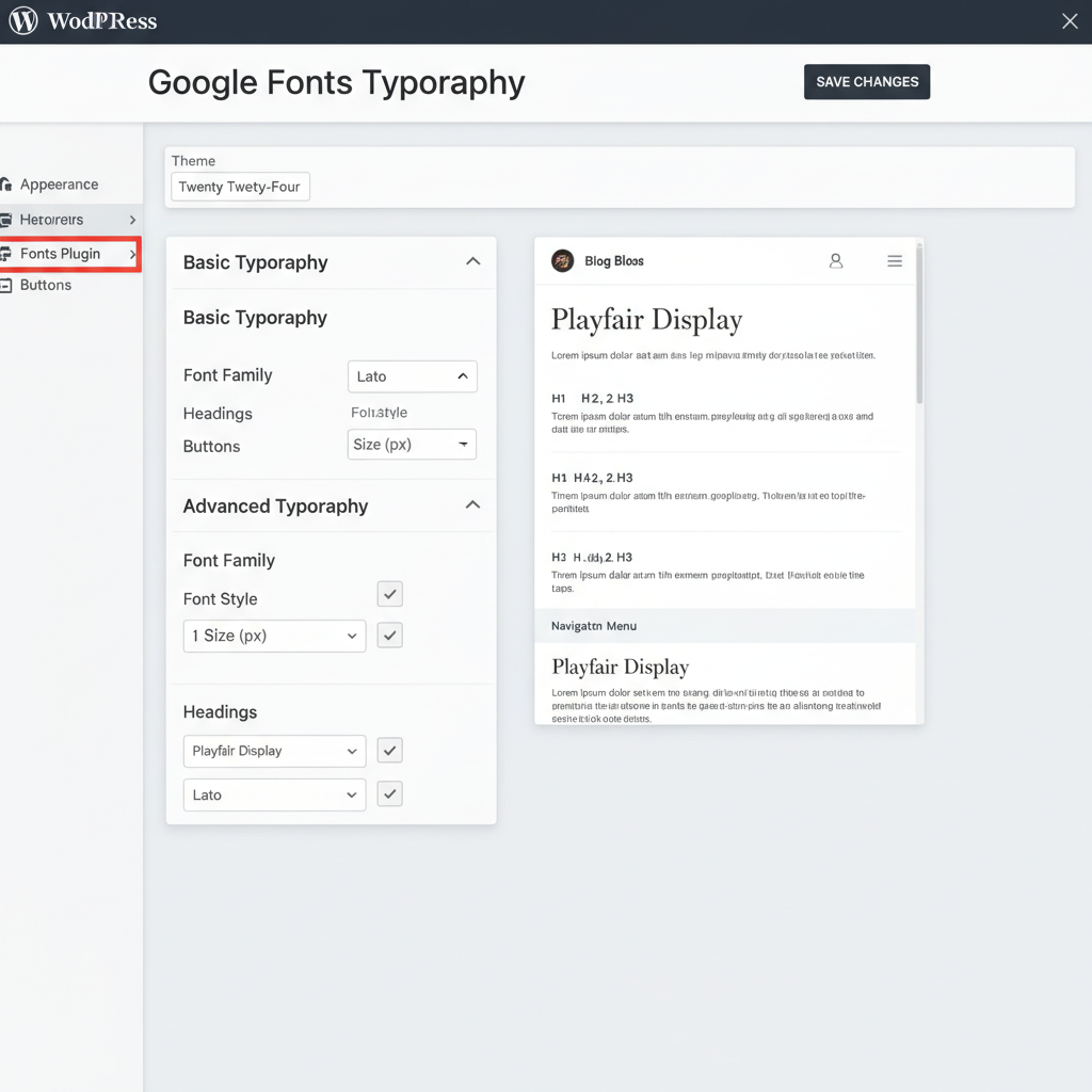 wordpress how to change font