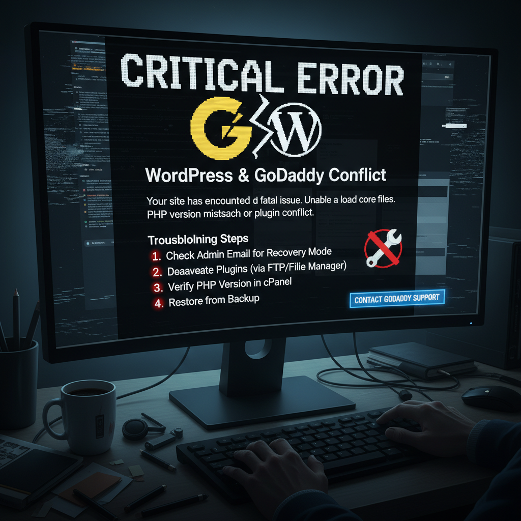 critical error wordpress godaddy