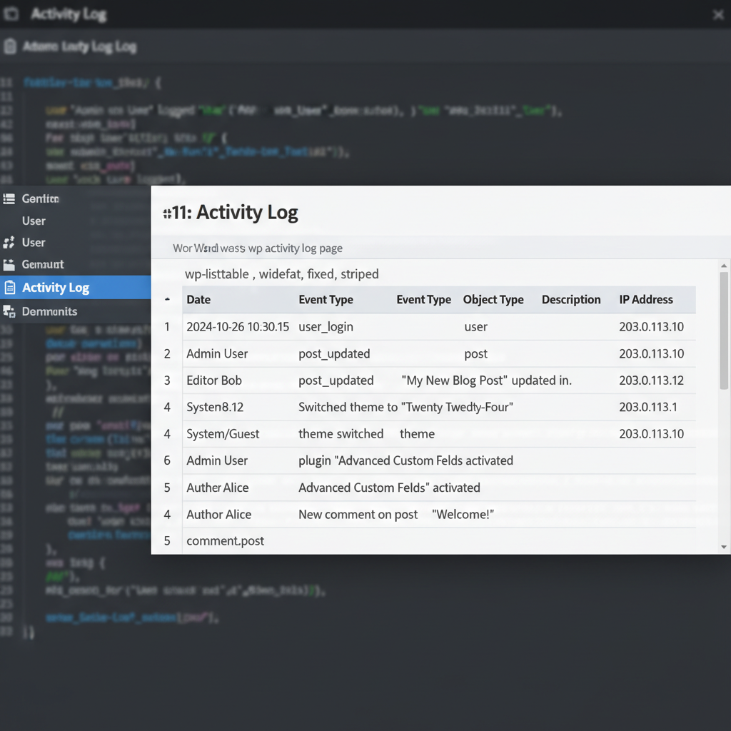 wordpress activity log without plugin