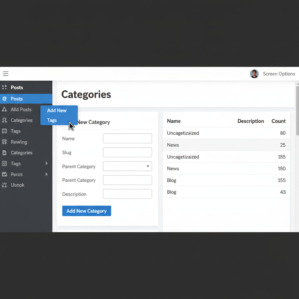 wordpress edit categories
