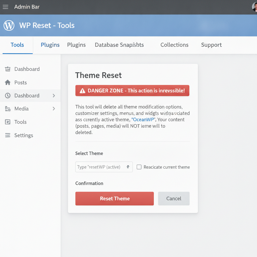 how to reset wordpress theme