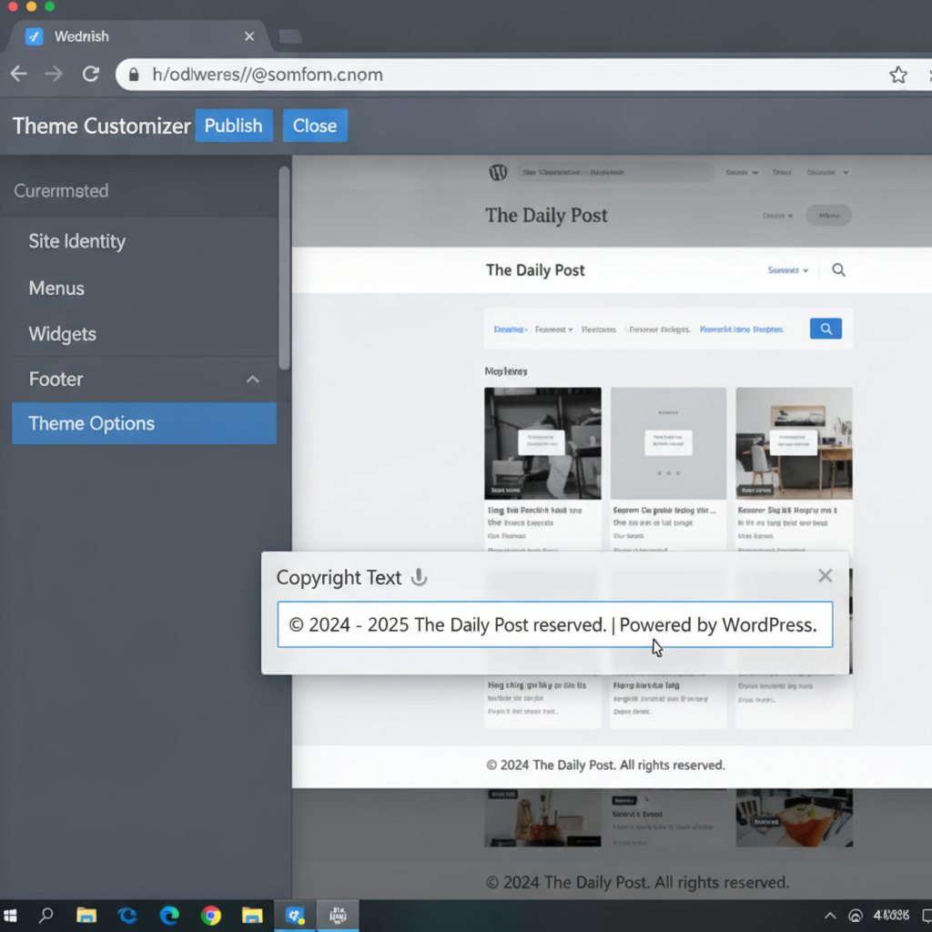 how to change copyright in wordpress